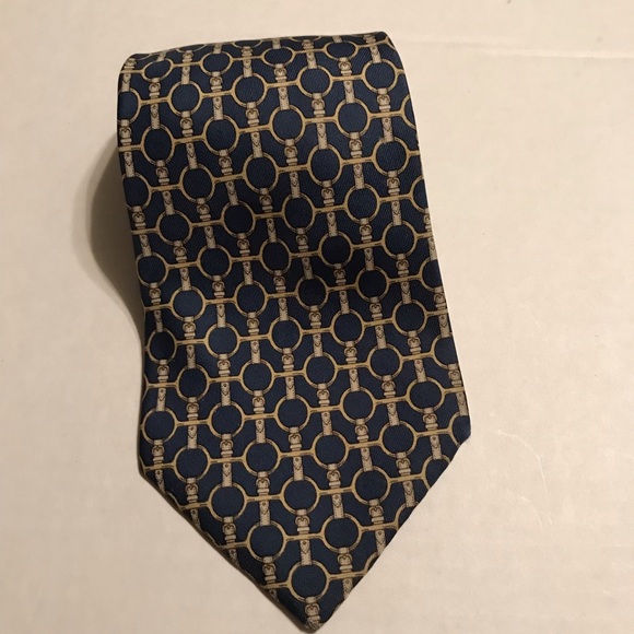 Hermes Other - HERMÈS Vintage Men’s Necktie 100% Silk Blue Tan